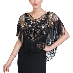 1920 Shawl Wraps for Evening Dresses, Flapper Retro Fringe Shawl for